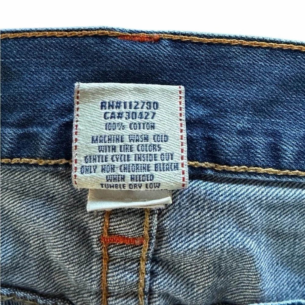 True Religion Jeans Mens 34 Blue Ricky Straight Leg Distressed Denim Inseam 33”